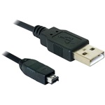 Delock USB-A 2.0 -> USB-B 2.0 mini 4pin M/M adatkábel 1.5m fekete (Hirose)