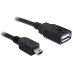 Delock USB-B 2.0 mini -> USB-A 2.0 M/F adatkábel 0.5m fekete