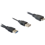 Delock USB-A 3.0 USB A power <-> USB-B 3.0 micro M/M adatkábel 0.6m fekete