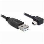 Delock USB-A 2.0 -> USB-B 2.0 mini 5pin M/M adatkábel 2m fekete 90°-os csatlakozó