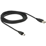 Delock USB-A 2.0 -> USB-B 2.0 mini M/M adatkábel 3m fekete