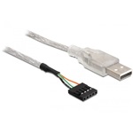 Delock USB-A 2.0 -> USB-A pinheader 5pin M/F adatkábel 0.7m