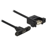 Delock USB-B 2.0 micro -> USB-A 2.0 F/F adatkábel 0.25m fekete panel-mount