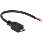 Delock USB-B 2.0 micro -> nyitott vezeték 2db M/M adatkábel 0.1m fekete Raspberry Pi