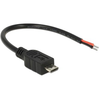 Delock USB-B 2.0 micro -> nyitott vezeték 2db M/M adatkábel 0.1m fekete Raspberry Pi