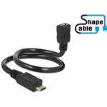 Delock USB-B 2.0 micro - USB-B 2.0 micro M/F adatkábel 0.35m fekete ShapeCable