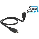 Delock USB-B 2.0 micro - USB-B 2.0 micro M/F adatkábel 0.5m fekete ShapeCable