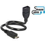 Delock USB-B 2.0 micro -> USB-A 2.0 M/F adatkábel 0.35m fekete ShapeCable