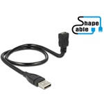 Delock USB-A 2.0 -> USB-B 2.0 micro M/F adatkábel 0.5m fekete ShapeCable