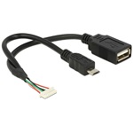 Delock USB-A Pinheader 8pin -> USB-A 2.0 USB-B 2.0 micro F/F adatkábel 0.15m fekete