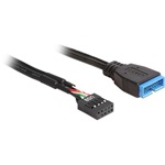 Delock USB-A Pinheader 9pin -> USB-A 3.0 pinheader F/M adatkábel 0.45m fekete