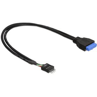 Delock USB-A 3.0 pinheader -> USB-A pinheader 9pin F/M adatkábel 0.6m fekete