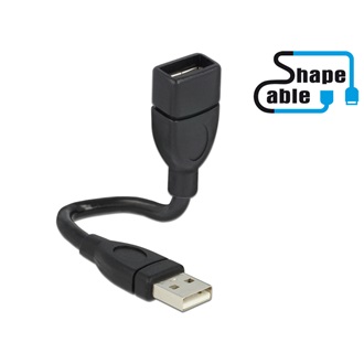 Delock USB-A 2.0 - USB-A 2.0 M/F adatkábel 0.15m fekete (merev)