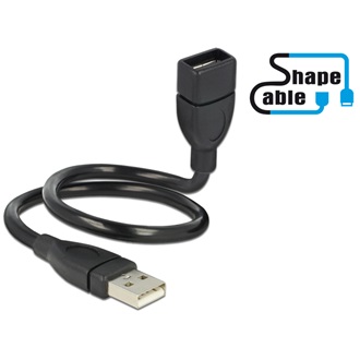 Delock USB-A 2.0 - USB-A 2.0 M/M adatkábel 0.35m fekete merev