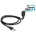 Delock USB-A 2.0 - USB-A 2.0 M/F adatkábel 1m fekete ShapeCable