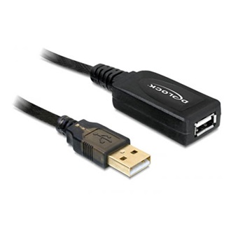 Delock USB-A 2.0 - USB-A 2.0 M/F aktív adatkábel hosszabbító 15m fekete