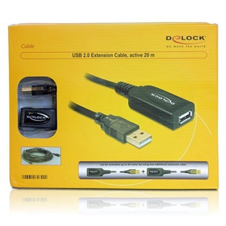 Delock USB-A 2.0 -> USB-A 2.0 M/F aktív adatkábel hosszabbító 20m fekete