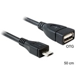 Delock USB-B 2.0 micro -> USB-A 2.0 M/F adatkábel 0.5m fekete OTG