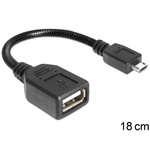 Delock USB-B 2.0 micro -> USB-A 2.0 M/F adatkábel 0.15m fekete OTG