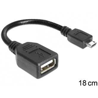 Delock USB-B 2.0 micro -> USB-A 2.0 M/F adatkábel 0.15m fekete OTG