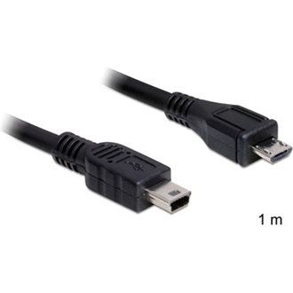 Delock USB-B 2.0 micro -> USB-B 2.0 mini 5pin M/M adatkábel 1m fekete