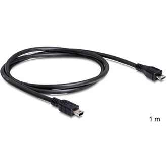 Delock USB-B 2.0 micro -> USB-B 2.0 mini 5pin M/M adatkábel 1m fekete