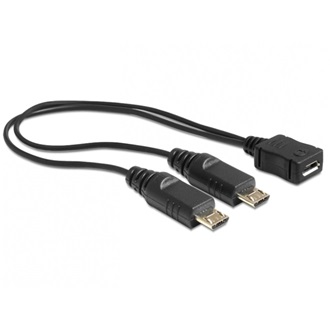 Delock USB-B 2.0 micro -> 2db USB-B 2.0 micro F/M adatkábel 0.2m fekete
