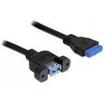 Delock USB-A 3.0 pinheader 19pin -> USB-A 3.0 F/F adatkábel 0.5m fekete