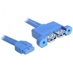 Delock USB-A 3.0 pinheader 19pin -> 2db USB-A 3.0 F/F adatkábel 0.45m fekete