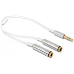 Delock Jack stereo 3,5mm -> 2 Jack stereo 3,5mm M/F adatkábel 0.25m fehér