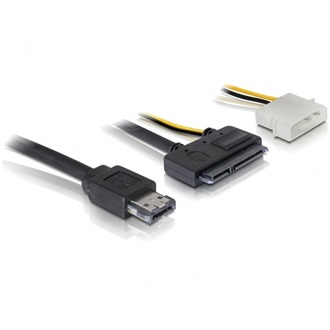 Delock eSATAp Molex Power 4pin -> SATA All-in-One F/F adatkábel 1m fekete