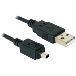 Delock USB-A 2.0 -> USB-B 2.0 mini 4pin M/M adatkábel 1.5m fekete