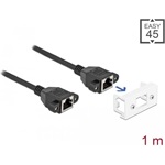 Delock RJ45 CAT6A S/FTP -> RJ45 CAT6A S/FTP F/F adatkábel 1m fekete Easy 45 modulhoz