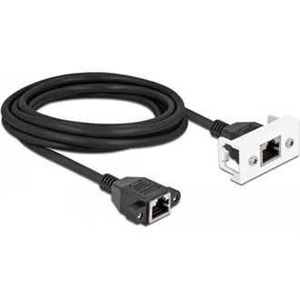 Delock RJ45 CAT6A S/FTP -> RJ45 CAT6A S/FTP F/F adatkábel 2m fekete Easy 45 modulhoz