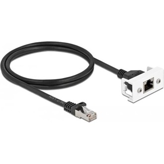 Delock RJ45 CAT6A S/FTP -> RJ45 CAT6A S/FTP M/F adatkábel 1m fekete Easy 45 modulhoz