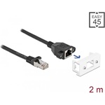 Delock RJ45 CAT6A S/FTP -> RJ45 CAT6A S/FTP M/F adatkábel 2m fekete Easy 45 modulhoz