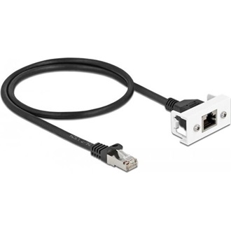 Delock RJ45 CAT6A S/FTP -> RJ45 CAT6A S/FTP M/F adatkábel 0.5m fekete Easy 45 modulhoz