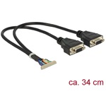 Delock 40pin 1,25mm pinheader -> 2db VGA F/F adatkábel 0.34m fekete 95255 és 95256 modulhoz