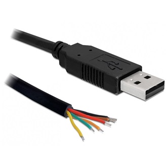 Delock USB-A 2.0 -> Serial-TTL nyitott vezeték Male adatkábel 1.8m fekete 3,3V