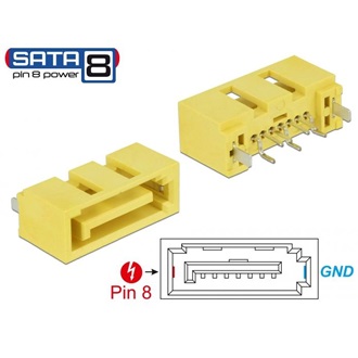 Delock Csatlakozó SATA 6 Gb/s apa 8 tűs táp