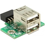 Delock USB-A Pinheader 9pin -> 2db USB-A 2.0 F/F adapter