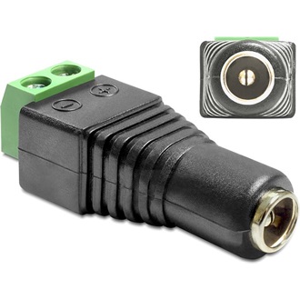 Delock DC 5,5x2,1mm -> Terminal block 2pin F/F adapter fekete