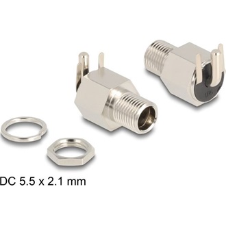 Delock DC csatlakozó anya 5,5 x 2,1 mm-es forrasztott foglalatfej verzióval ívelt - Hexagon 20 V / 10 A