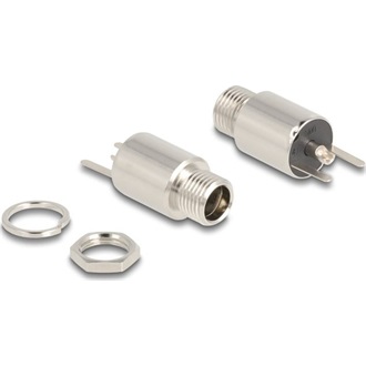 Delock DC csatlakozó anya 5,5 x 2,1 mm-es forrasztott foglalatfej verzióval - kerek 20 V / 10 A