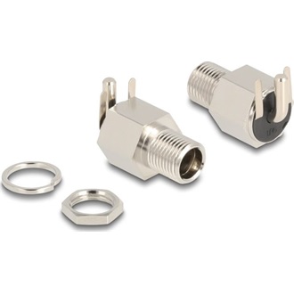 Delock DC csatlakozó anya 5,5 x 2,5 mm-es forrasztott foglalatfej verzióval ívelt - Hexagon 20 V / 10 A