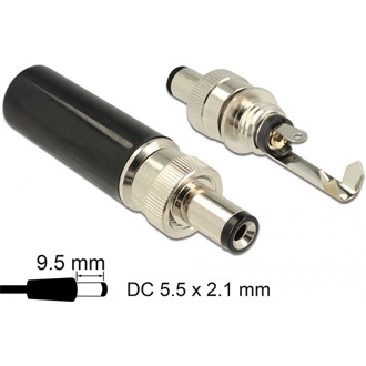 Delock DC csatlakozó apa 5,5 x 2,1 mm dugómérettel és 9,5 mm hosszal
