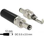 Delock DC csatlakozó apa 5,5 x 2,5 mm dugómérettel és 12,0 mm hosszal