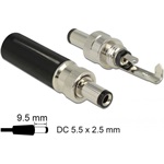 Delock DC csatlakozó apa 5,5 x 2,5 mm dugómérettel és 9,5 mm hosszal