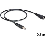 Delock DC 5,5x2,1mm -> DC 5.5 x 2.1mm M/F tápkábel hosszabbító 0.5m fekete