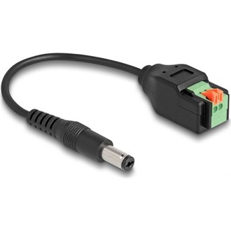 Delock DC 5,5x2,1mm -> Terminal block 2pin M/F adapter 0.15m fekete